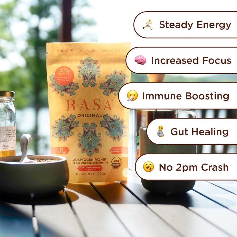 Rasa Original - Adaptogenic Mushroom Coffee Alternative to Support Better Overall Wellness, Better Sleep, Clearer Skin | Vegan, Keto, Whole 30, Ayurveda Wellness Tonic with Chaga + Reishi (8 oz / 30 Servings) - Image 2